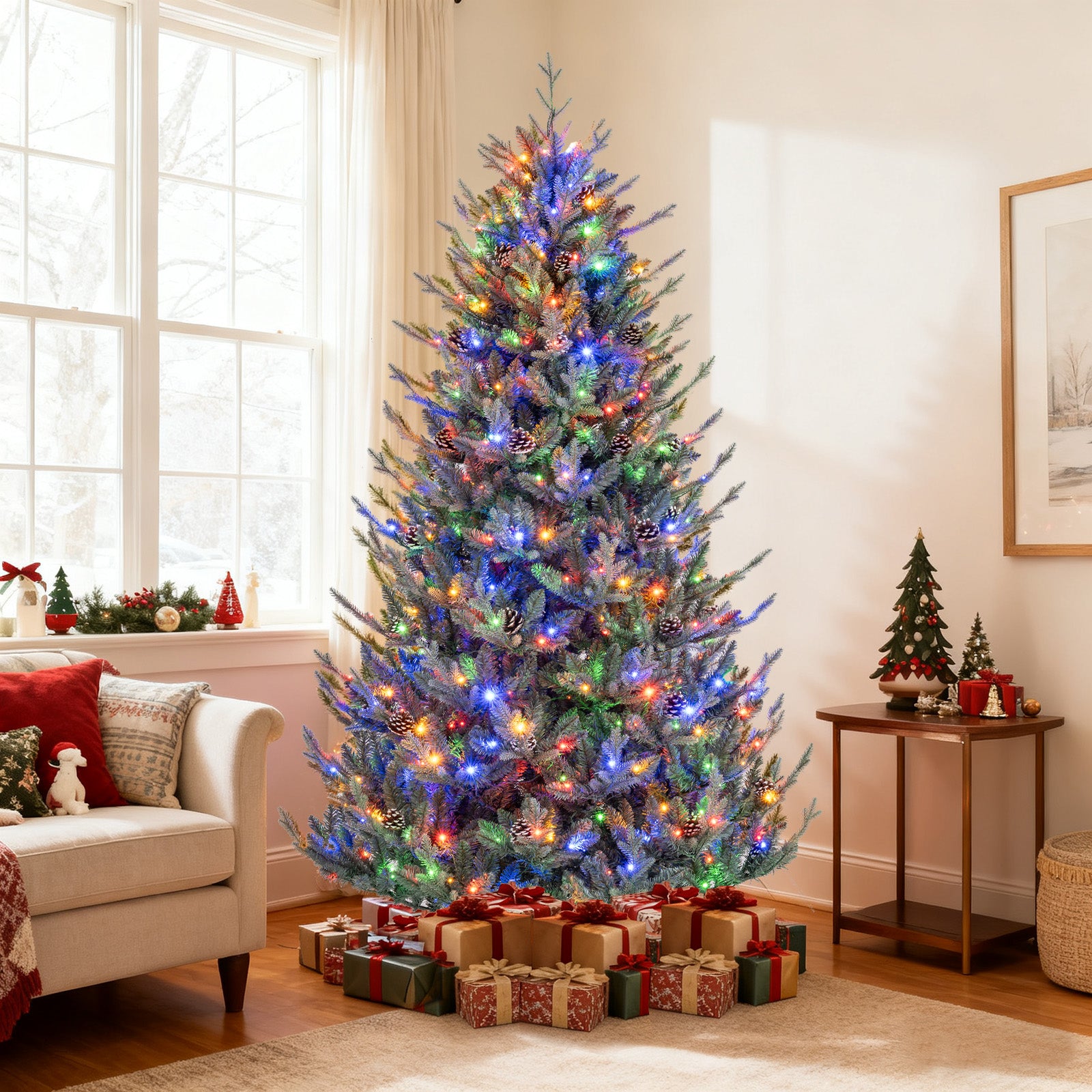 Pre-Lit Artificial Christmas Tree with Multicolored LED Lights-M Christmas Tree at Gallery Canada