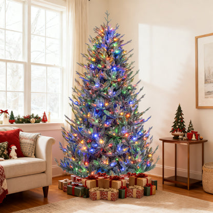 Pre-Lit Artificial Christmas Tree with Multicolored LED Lights-M Christmas Tree at Gallery Canada