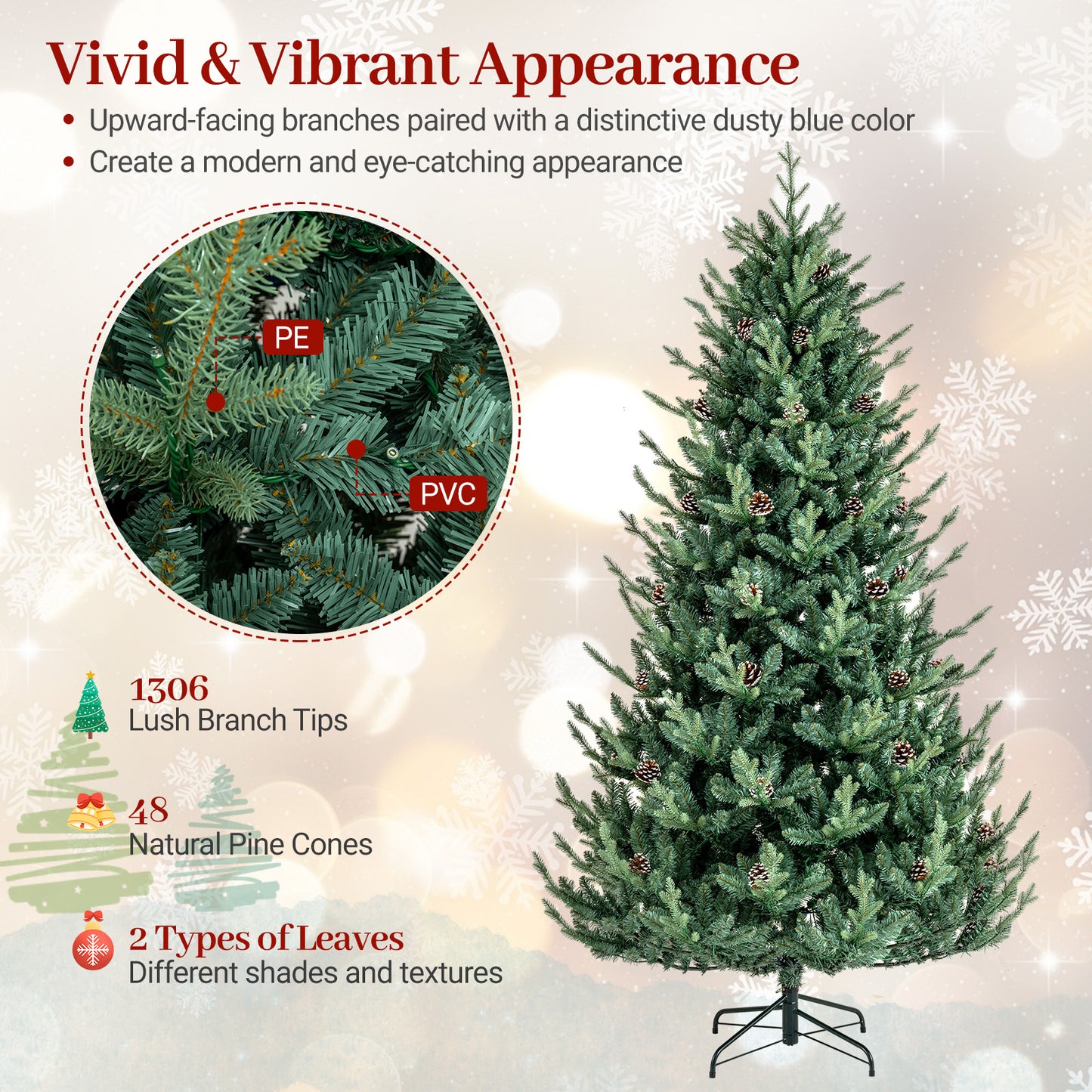 Pre-Lit Artificial Christmas Tree with Multicolored LED Lights-M Christmas Tree at Gallery Canada