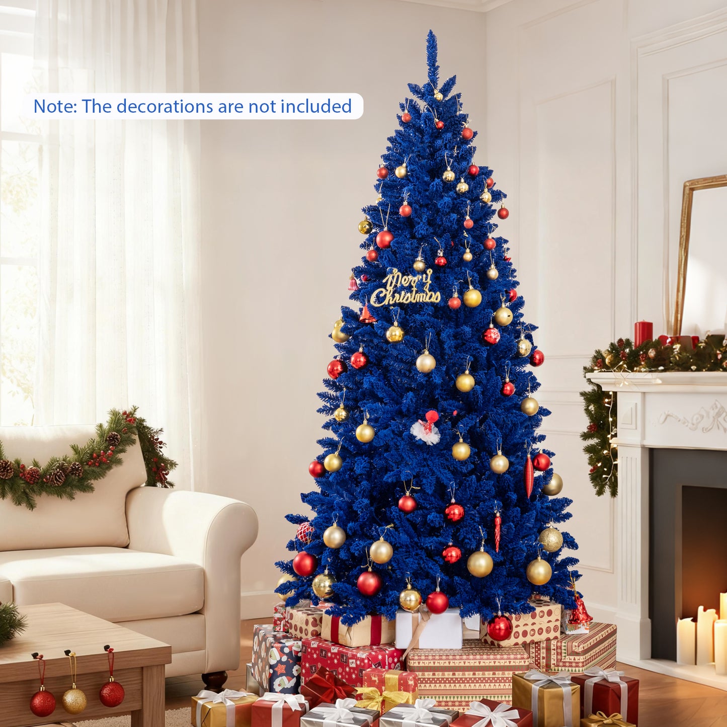 Pre-Lit Artificial Christmas Tree, 7 ft, 340 Blue LED Lights, 3 Modes, Blue Christmas Tree at Gallery Canada