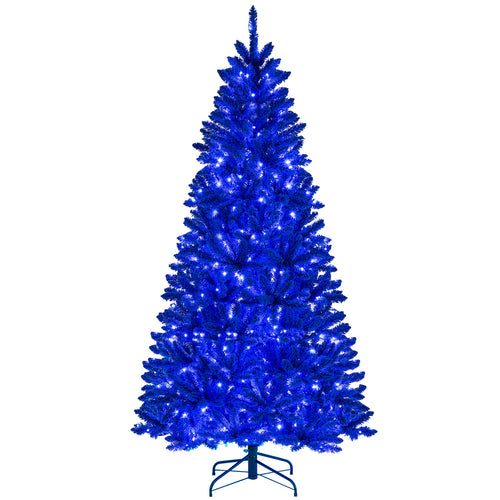 Pre-Lit Artificial Christmas Tree, 7 ft, 340 Blue LED Lights, 3 Modes, Blue