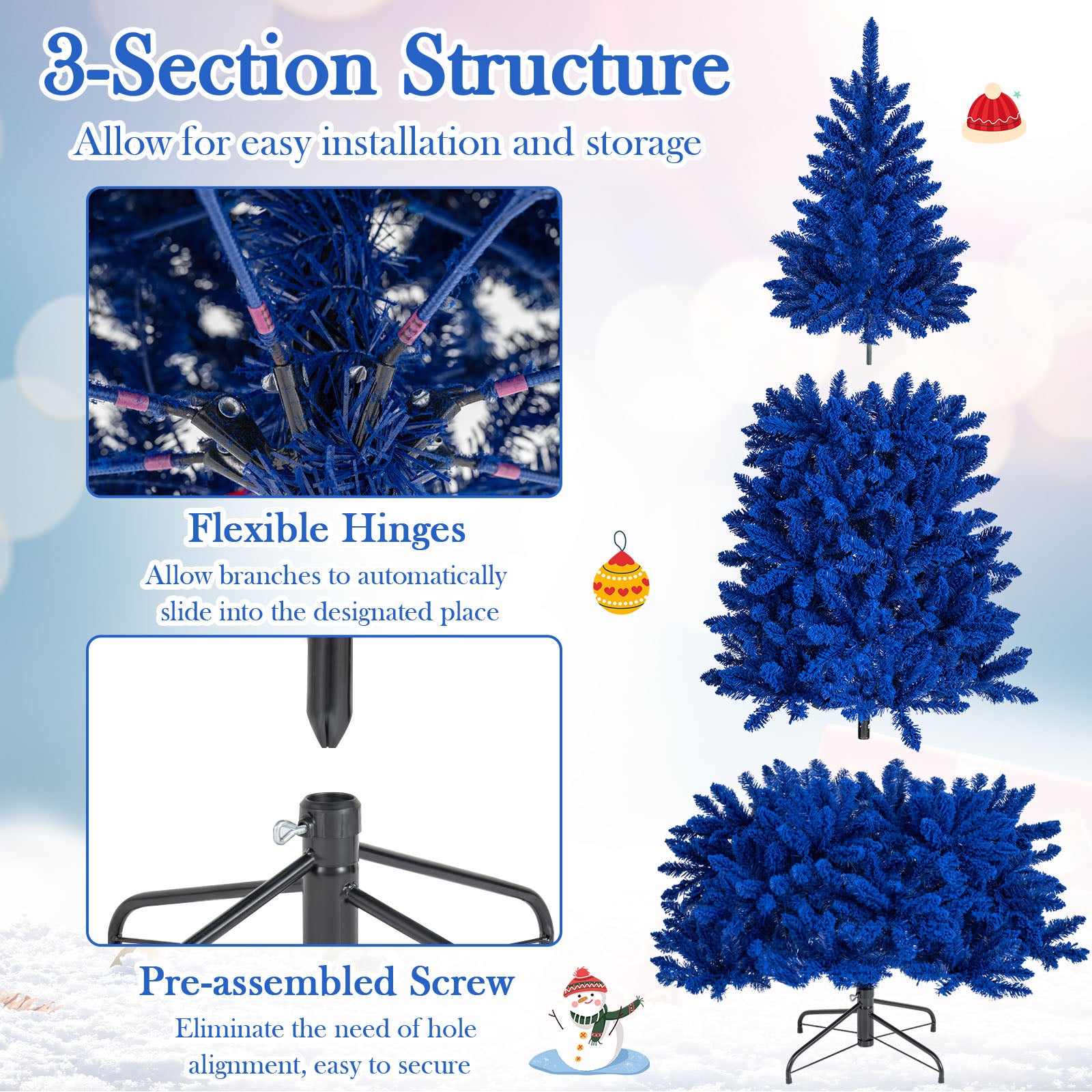 Pre-Lit Artificial Christmas Tree, 7 ft, 340 Blue LED Lights, 3 Modes, Blue Christmas Tree at Gallery Canada