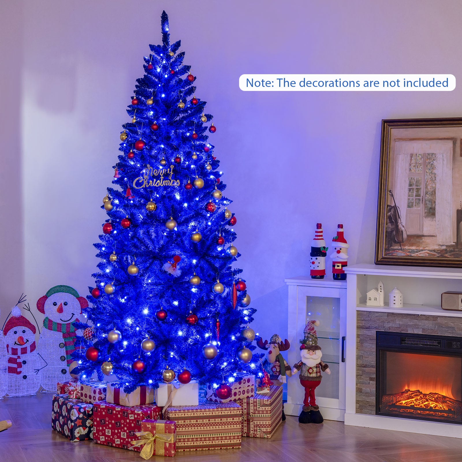 Pre-Lit Artificial Christmas Tree, 7 ft, 340 Blue LED Lights, 3 Modes, Blue Christmas Tree at Gallery Canada