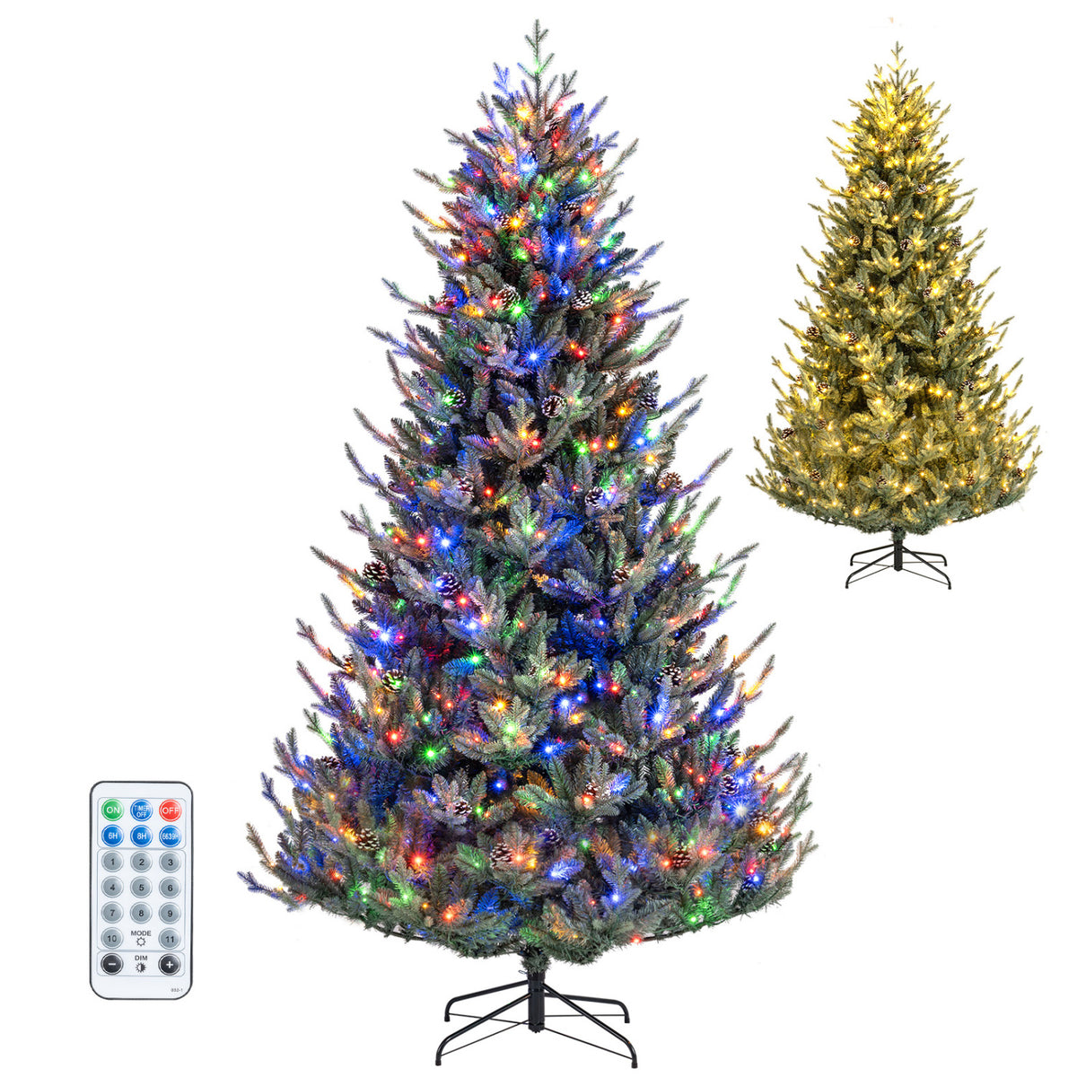 Pre-Lit Artificial Christmas Tree, Multicolored LED, L, Green Christmas Tree Green at Gallery Canada