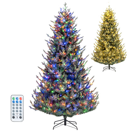 Pre-Lit Artificial Christmas Tree, Multicolored LED, L, Green Christmas Tree Green at Gallery Canada