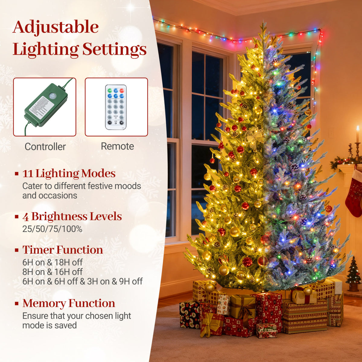 Pre-Lit Artificial Christmas Tree, Multicolored LED, L, Green Christmas Tree at Gallery Canada