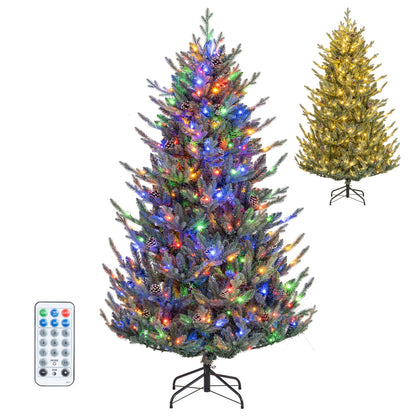 Pre-Lit Artificial Christmas Tree, Multicolored LED Lights, S, Green
