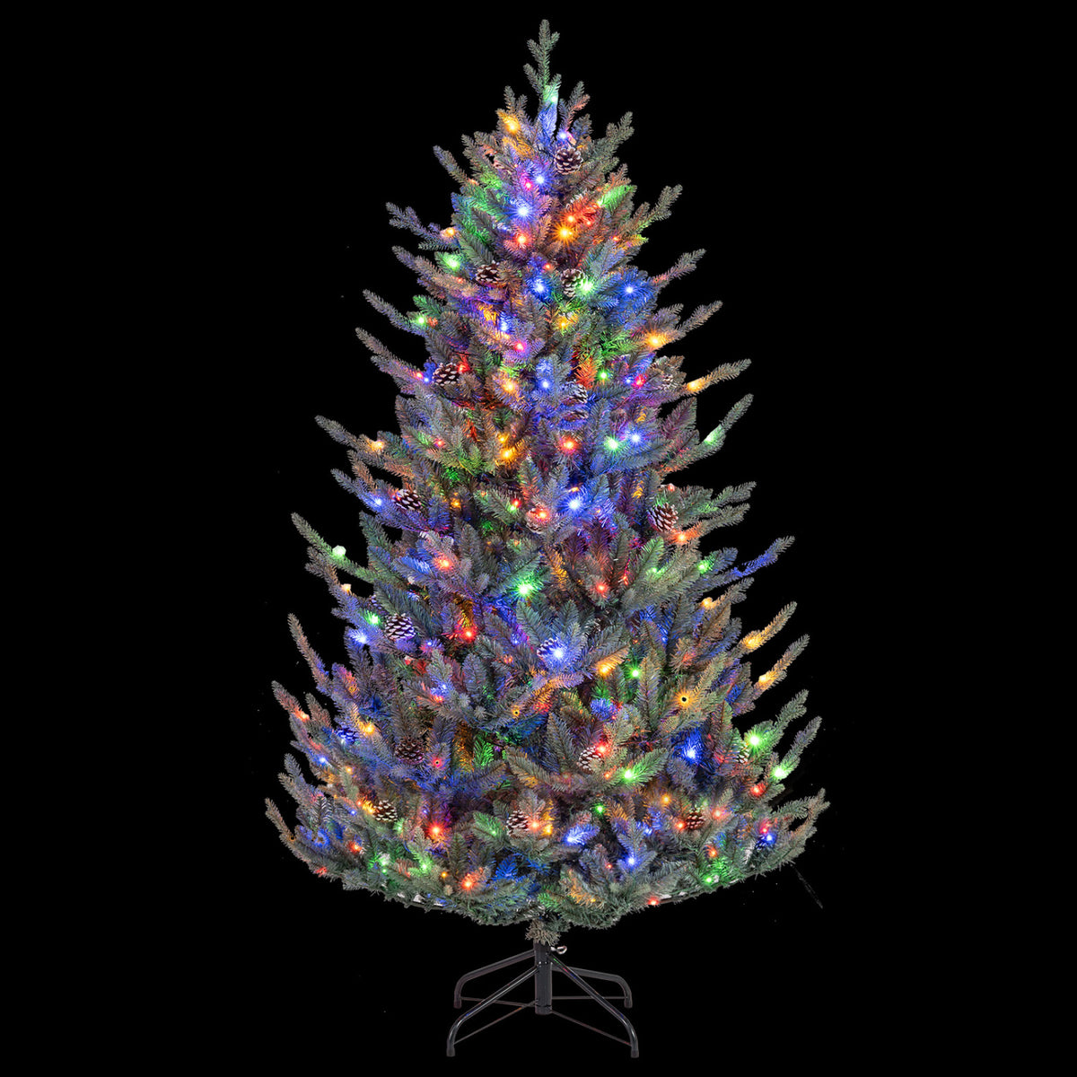 Pre-Lit Artificial Christmas Tree, Multicolored LED Lights, S, Green