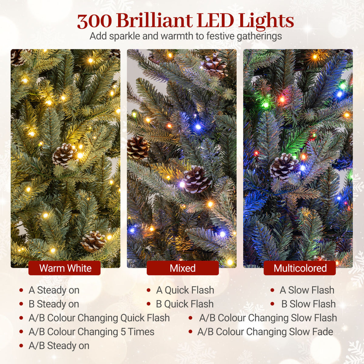 Pre-Lit Artificial Christmas Tree, Multicolored LED Lights, S, Green