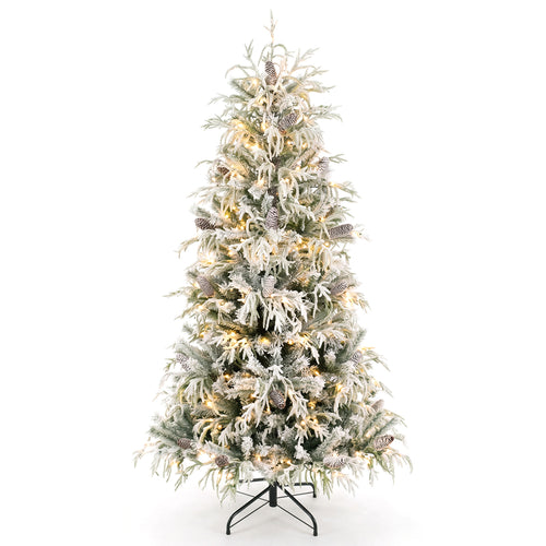 Pre-Lit Artificial Christmas Tree, Warm White LEDs, 7 Feet, White