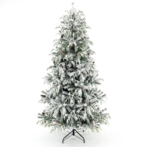 Pre-Lit Artificial Christmas Tree, Warm White LED Lights, 8 Feet, White