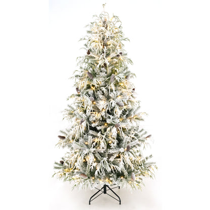 Pre-Lit Artificial Christmas Tree, Warm White LED Lights, 8 Feet, White