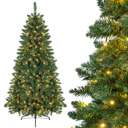 Sapin de Noël national artificiel pré-éclairé en demi-format de 6 pieds, 8 modes de clignotement, vert