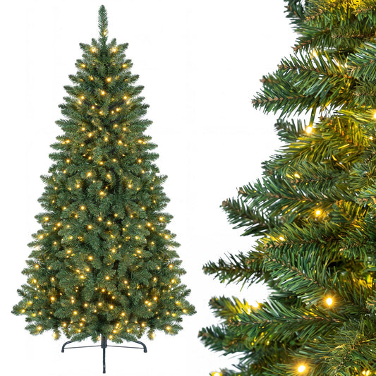 6 ft Pre-Lit Artificial Half National Christmas Tree, 8 Flash Modes, Green Christmas Tree Green at Gallery Canada