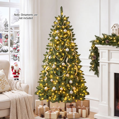 Sapin de Noël national artificiel pré-éclairé en demi-format de 6 pieds, 8 modes de clignotement, vert