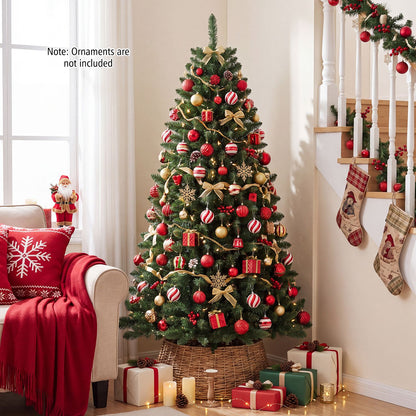 Sapin de Noël national artificiel pré-éclairé en demi-format de 6 pieds, 8 modes de clignotement, vert