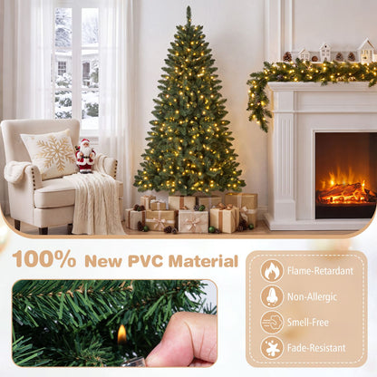 Sapin de Noël national artificiel pré-éclairé en demi-format de 6 pieds, 8 modes de clignotement, vert