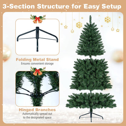Sapin de Noël national artificiel pré-éclairé en demi-format de 6 pieds, 8 modes de clignotement, vert