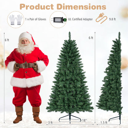 Sapin de Noël national artificiel pré-éclairé en demi-format de 6 pieds, 8 modes de clignotement, vert