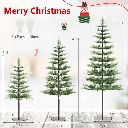 Ensemble de 3 sapins de Noël pré-éclairés en cyprès, 443 pointes PE, 220 lumières LED