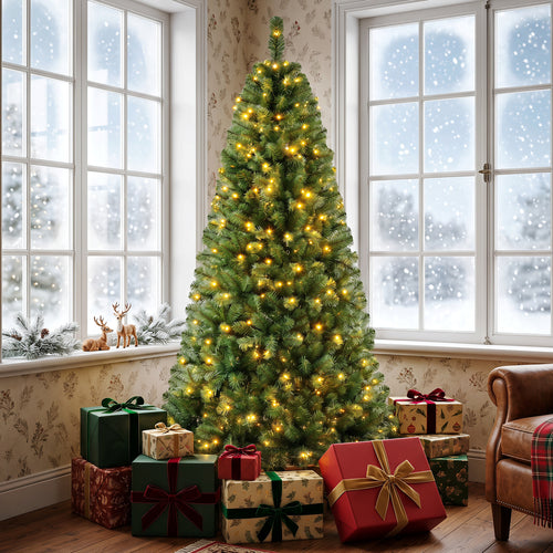 Pre-Lit Artificial Christmas Tree 7 Feet, Green