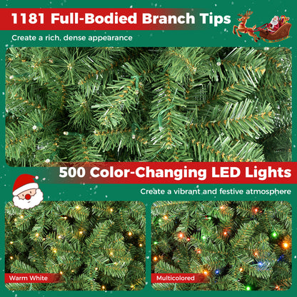 Pre-Lit Artificial Christmas Tree 7 Feet, Green