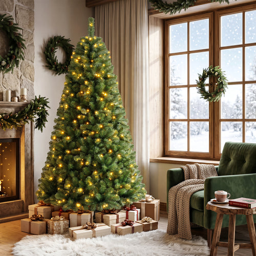 Pre-Lit Artificial Christmas Tree, 6 Ft, Green