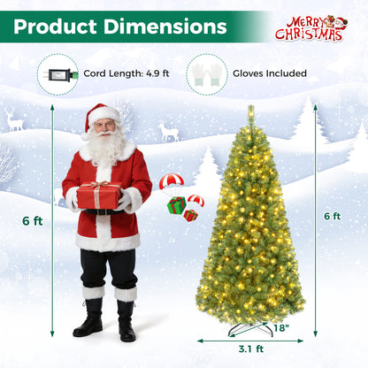 Pre-Lit Artificial Christmas Tree, 6 Ft, Green