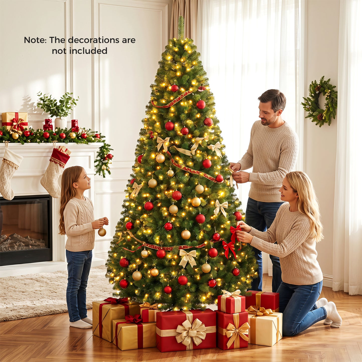 Pre-Lit Artificial Christmas Tree, 8 Ft, Green