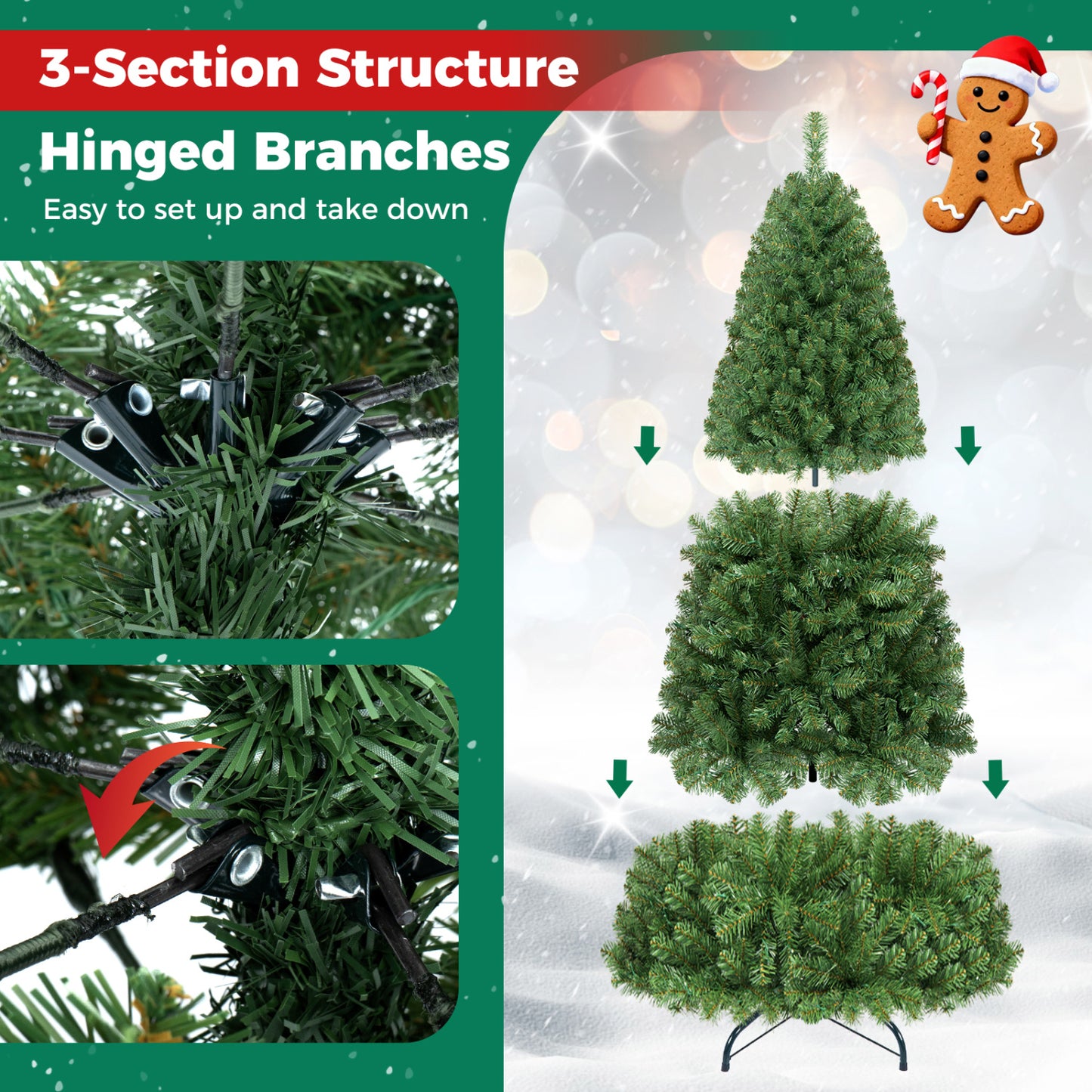 Pre-Lit Artificial Christmas Tree, 8 Ft, Green
