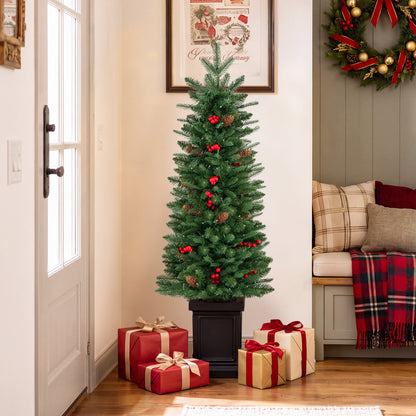 Pre-Lit Potted Artificial Christmas Tree, 4FT, Green