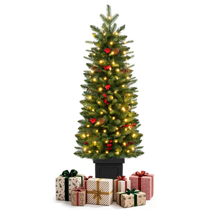Pre-Lit Potted Artificial Christmas Tree, 4FT, Green