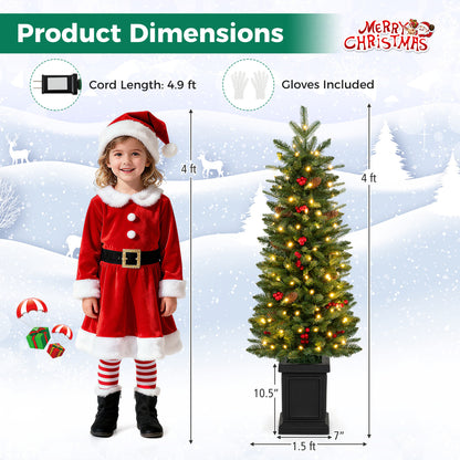Pre-Lit Potted Artificial Christmas Tree, 4FT, Green