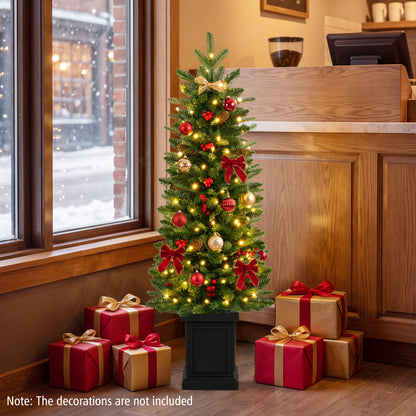 Pre-Lit Potted Artificial Christmas Tree, 4FT, Green