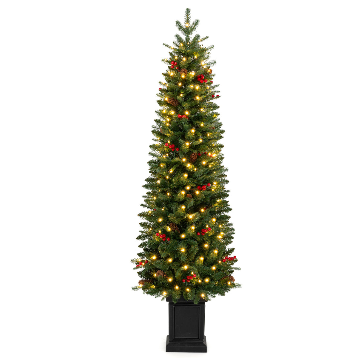 Pre-Lit Artificial Christmas Tree 100/150/200 LED Lights, 5FT, Green