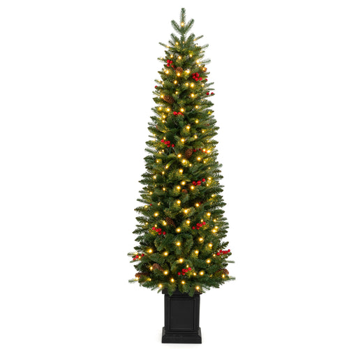 Pre-Lit Artificial Christmas Tree 100/150/200 LED Lights, 5FT, Green