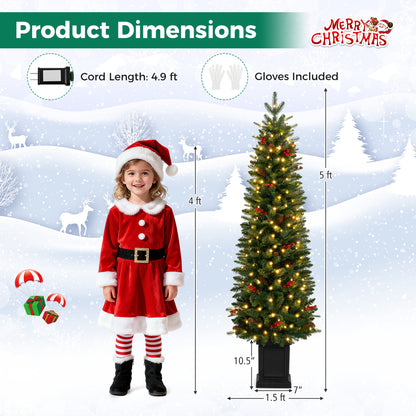 Pre-Lit Artificial Christmas Tree 100/150/200 LED Lights, 5FT, Green
