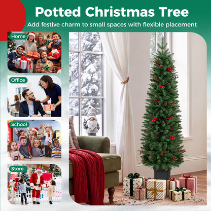 Pre-Lit Artificial Christmas Tree 100/150/200 LED Lights, 5FT, Green
