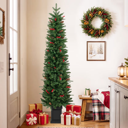 Sapin de Noël artificiel en pot pré-illuminé, 6 pieds, 100/150/200 lumières LED, Vert