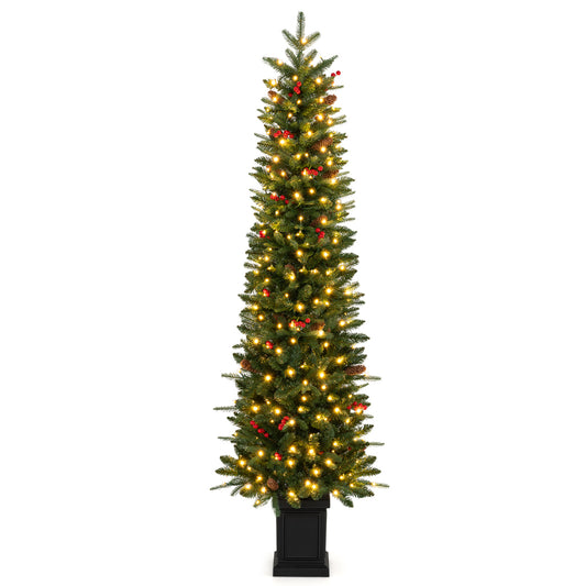 Pre-Lit Potted Artificial Christmas Tree, 6FT, 100/150/200 LED Lights, Green Christmas Tree Green at Gallery Canada