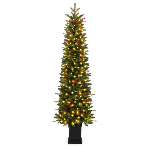 Pre-Lit Potted Artificial Christmas Tree, 6FT, 100/150/200 LED Lights, Green