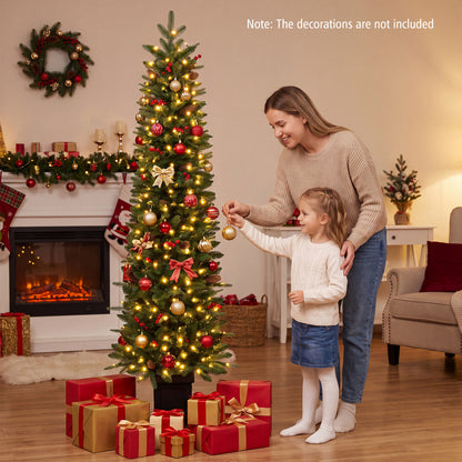 Sapin de Noël artificiel en pot pré-illuminé, 6 pieds, 100/150/200 lumières LED, Vert