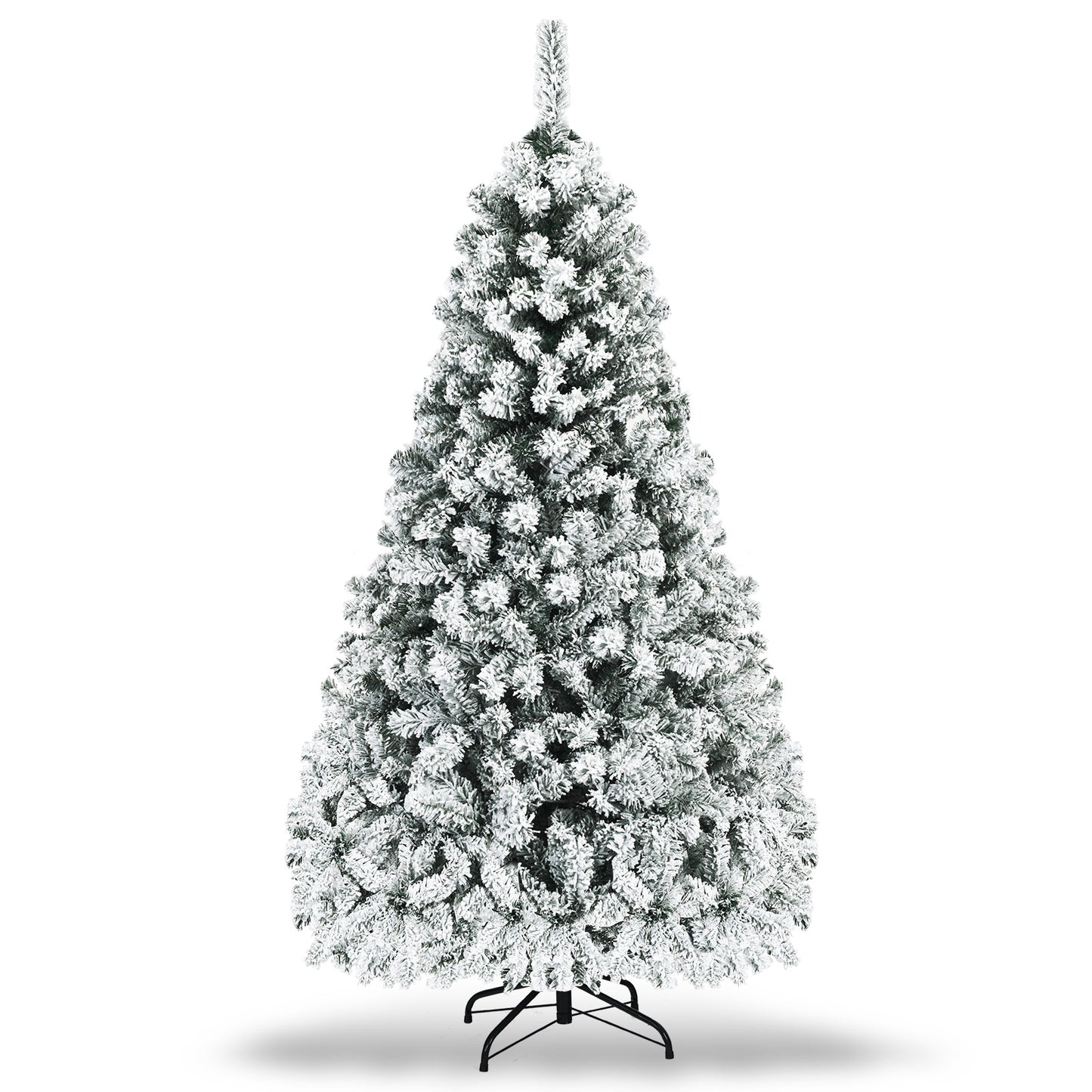 Pre-Lit Snow Flocked Hinged Artificial Christmas Tree, 6 ft, White Christmas Tree White at Gallery Canada