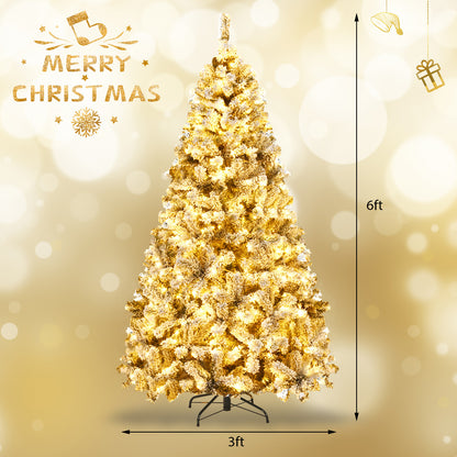 Pre-Lit Snow Flocked Hinged Artificial Christmas Tree, 6 ft, White Christmas Tree at Gallery Canada