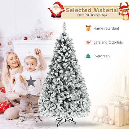 Pre-Lit Snow Flocked Hinged Artificial Christmas Tree, 6 ft, White Christmas Tree at Gallery Canada