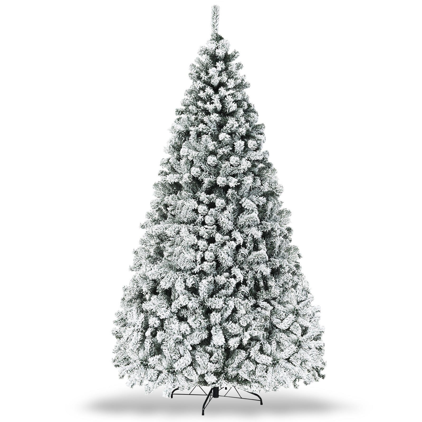 Pre-Lit Snow Flocked Hinged Artificial Christmas Tree, 9 ft, White Christmas Tree at Gallery Canada