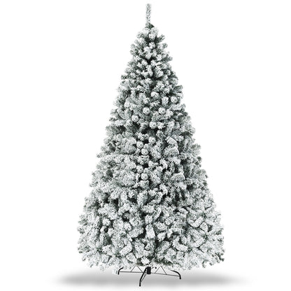 Pre-Lit Snow Flocked Hinged Artificial Christmas Tree, 9 ft, White Christmas Tree at Gallery Canada