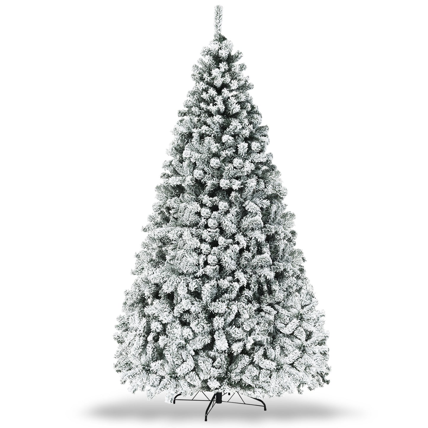 Pre-Lit Snow Flocked Hinged Artificial Christmas Tree, 9 ft, White Christmas Tree White at Gallery Canada
