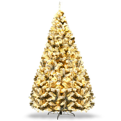 Pre-Lit Snow Flocked Hinged Artificial Christmas Tree, 9 ft, White Christmas Tree at Gallery Canada