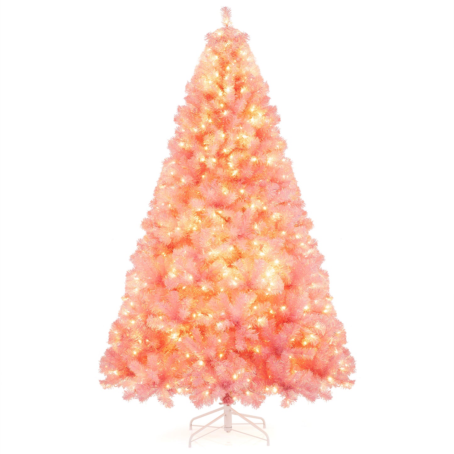 Pre-Lit Tinsel Christmas Tree Artificial Xmas Tree with Lush Branch Tips Holiday Decoration-7.5ft, Pink Christmas Tree Options at Gallery Canada
